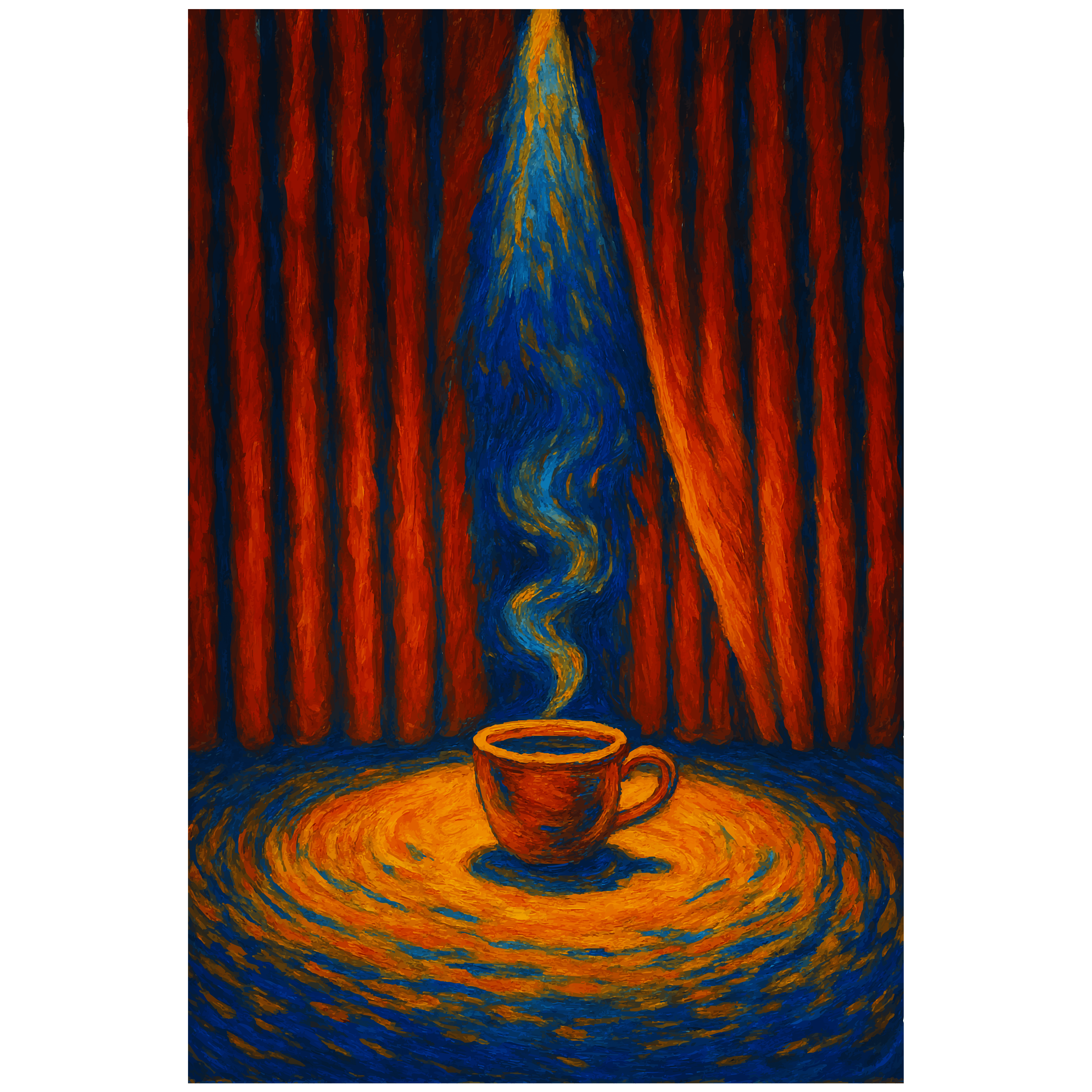 Xícara de café com livro aberto — ambiente da Cafeteria do Teatro